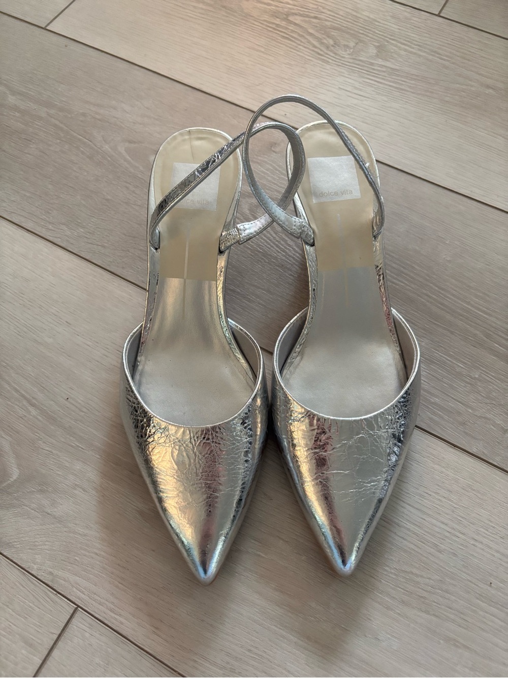 Dolce Vita Silver Pointed Slingback Kitten Heels Size 8